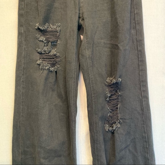 Vanilla Star Hilary Wide leg distressed Black Jeans Size 1 High Rise Flared - Picture 5 of 11